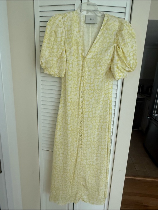 Róhe Dresses & Skirts - Röhe Yellow Floral Puff-Sleeve Maxi Dress.